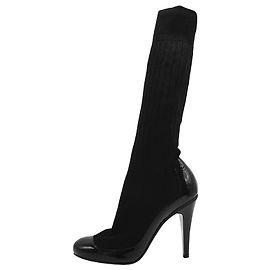 Chanel Bottines noires style chaussettes à talons et bout rond - taille EU 38.5 Autre