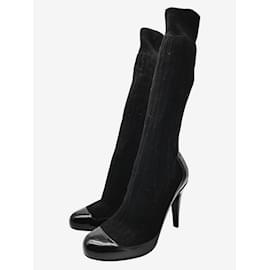 Chanel-Schwarze Stiefel im Sockenstil mit runder Spitze und Absatz – Größe EU 38.5-Andere