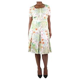 Gucci-Multi round-neckline midi floral dress - size UK 14-Multiple colors