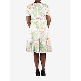 Gucci-Multi round-neckline midi floral dress - size UK 14-Multiple colors