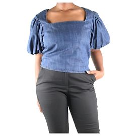 Frame Denim Top denim azul con mangas abullonadas - talla L Azul