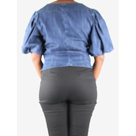Frame Denim-Top manches bouffantes en jean bleu - taille L-Bleu