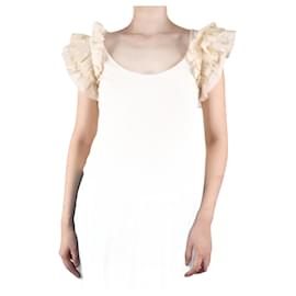 Ulla Johnson-Cream ribbed scoop-neck top - size M-Cream