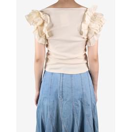Ulla Johnson-Cream ribbed scoop-neck top - size M-Cream
