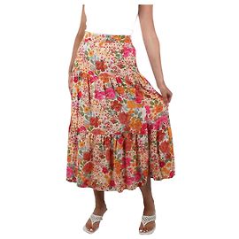 SéZane Jupe midi à volants fleuris multicolores - taille FR 36 Multicolore
