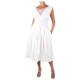Philosophy Di Alberta Ferretti Vestido branco sem mangas com acabamento em renda - tamanho UK 14 Branco