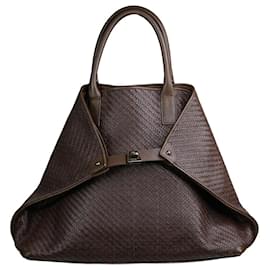 Akris-Brown Ai messenger leather bag-Brown