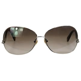 Diane Von Furstenberg-Gold gold framed round sunglasses-Golden