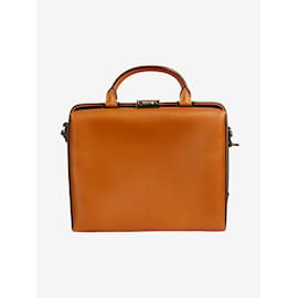 MCM-Brown gold hardware briefcase-Brown
