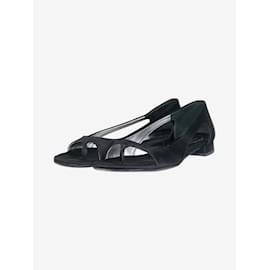 Prada-Black satin open-toe shoes - size EU 37-Black
