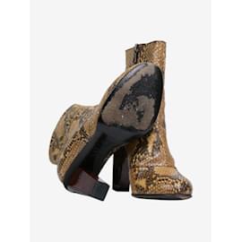Dries Van Noten-Brown snake print ankle boots - size EU 37.5-Brown