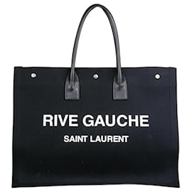 Saint Laurent-Black Rive Gauche canvas tote bag-Black