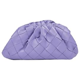 Bottega Veneta-Purple small intrecciato leather clutch bag-Purple