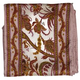 Zimmermann-Pink floral and bird print silk scarf-Other