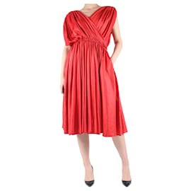 Bottega Veneta-Vestido plissado vermelho sem mangas - tamanho IT 42-Vermelho