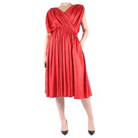 Bottega Veneta Rotes ärmelloses Faltenkleid – Größe IT 42 Rot