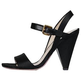 Prada-Black satin sandal heels - size EU 37-Black