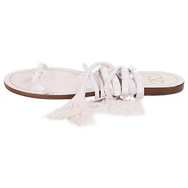 Valentino White Rockstud strappy sandals with feather trim - size EU 38.5 White