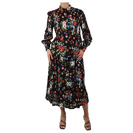 SéZane Schwarzes Set aus Bluse und Midirock mit Blumenmuster – Größe FR 36 Schwarz