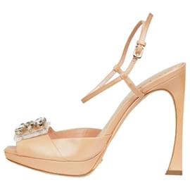 Christian Dior-Rosa High-Heel-Sandalen mit Juwelenverzierung – Größe EU 37-Andere