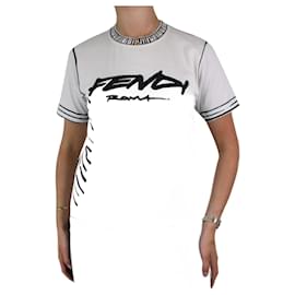 Fendi-White embroidered logo t-shirt - size S-White