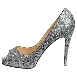 Christian Louboutin-Silver sparkly heeled pumps - size EU 40.5-Silvery
