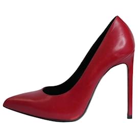 Saint Laurent-Red pointed toe leather pumps - size EU 37-Red