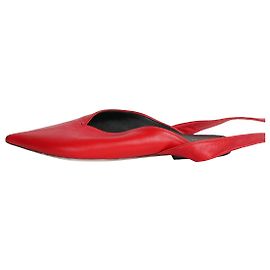 Céline Red leather pointed-toe mules - size EU 38 Red