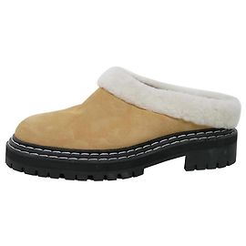 Proenza Schouler Beige suede shearling lined mules - size EU 38.5 Beige
