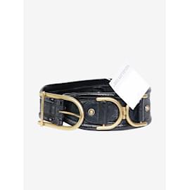 Stella Mc Cartney-Cintura nera con hardware dorato-Nero