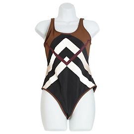 Burberry Brauner Badeanzug mit Rautenmuster Braun