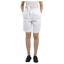 Autre Marque-Pantalón corto blanco de talle alto con cinturón - talla UK 8-Blanco