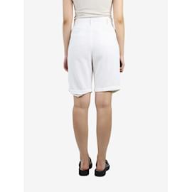 Autre Marque-Pantaloncini bianchi a vita alta con cintura - taglia UK 8-Bianco