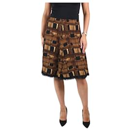 Prada-Brown knee length checked skirt - size IT 44-Brown