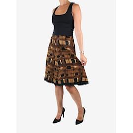 Prada-Brown knee length checked skirt - size IT 44-Brown