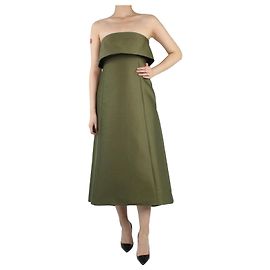 Totême Vestido midi evasé verde palabra de honor - talla FR 38 Verde