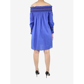 Maje-Mini-robe froncée bleue à épaules dénudées - taille UK 10-Bleu