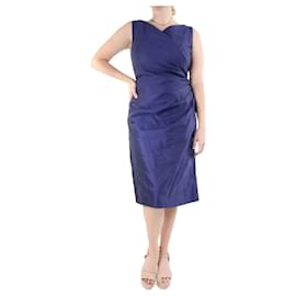 Max Mara-Blue sleeveless V-neck pleated dress - size UK 14-Blue