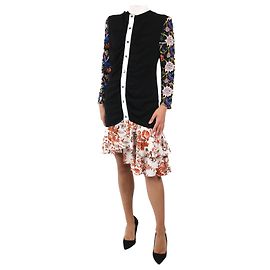 JW Anderson Schwarzes, gerafftes Blumenkleid – Größe UK 8 ` Schwarz