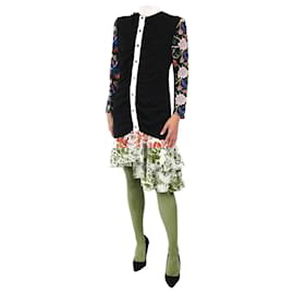JW Anderson-Black ruched floral dress - size UK 8 `-Black