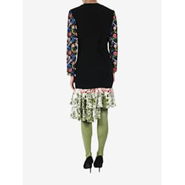 JW Anderson-Black ruched floral dress - size UK 8 `-Black