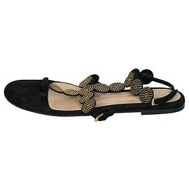 Gianvito Rossi Black suede sandals with studded strap - size EU 40.5 Black
