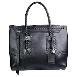 Alexander Mcqueen-Black Folk Whip Stitch tote bag-Black