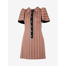 Louis Vuitton-Brown short sleeve striped printed dress - size UK 8-Brown