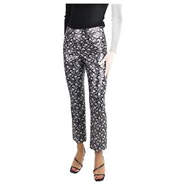 Prada Schwarze Jacquard-Hose mit Blumenmuster – Größe UK 6 Schwarz