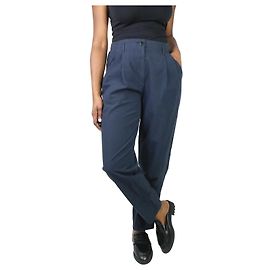 Pomandère Calça plissada frontal azul marinho - tamanho IT 42 Azul marinho