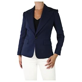 Ralph Lauren-Navy single-breasted wool-silk blend pocket blazer - size US 4-Navy blue