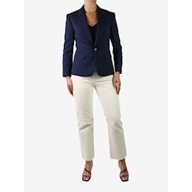 Ralph Lauren-Navy single-breasted wool-silk blend pocket blazer - size US 4-Navy blue