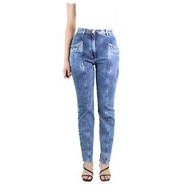 Versace Calça jeans azul com lavagem ácida e costura média - tamanho UK 8 Azul