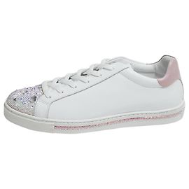 Rene Caovilla Baskets blanches à paillettes - taille EU 39 Blanc